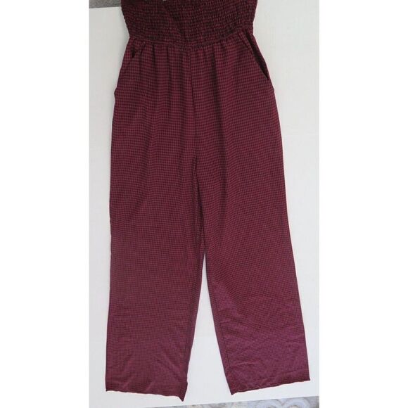 Emory Park IMC2608R Women's Sz S Check-Red Ruched Top Jumpsuit - Picture 7 of 11